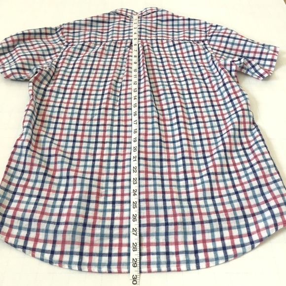 Dressmann Plaid Linen Blend Short Sleeve Shirt M - Picture 7 of 14